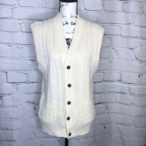 Vintage - Campus Studio One Cream Colored Sweater Vest - Medium